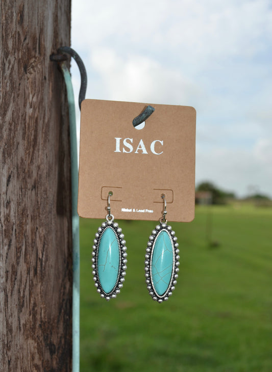 Long Oval Turquoise Earrings