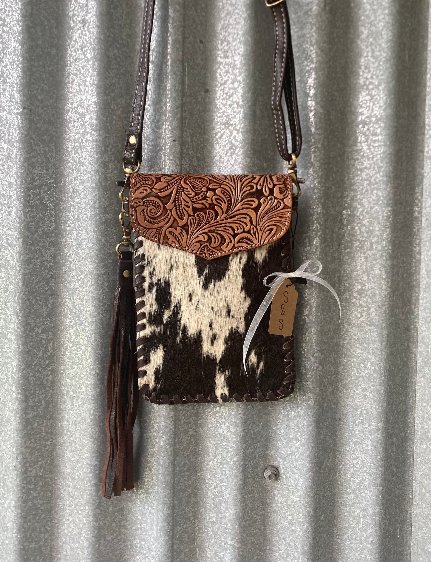 Phone Crossbody Western Tooled Leather Phone Mobile Purse