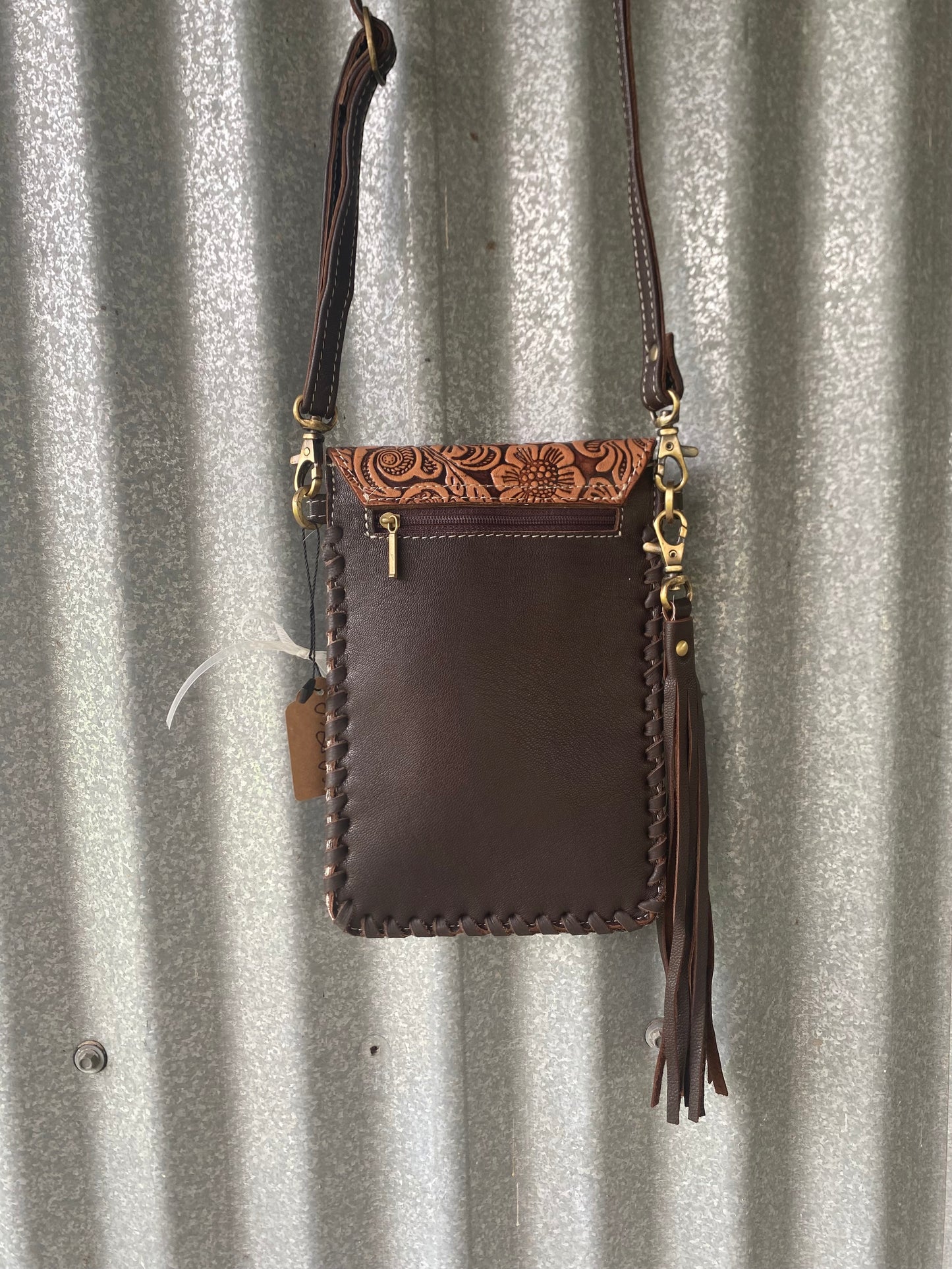 Phone Crossbody Western Tooled Leather Phone Mobile Purse