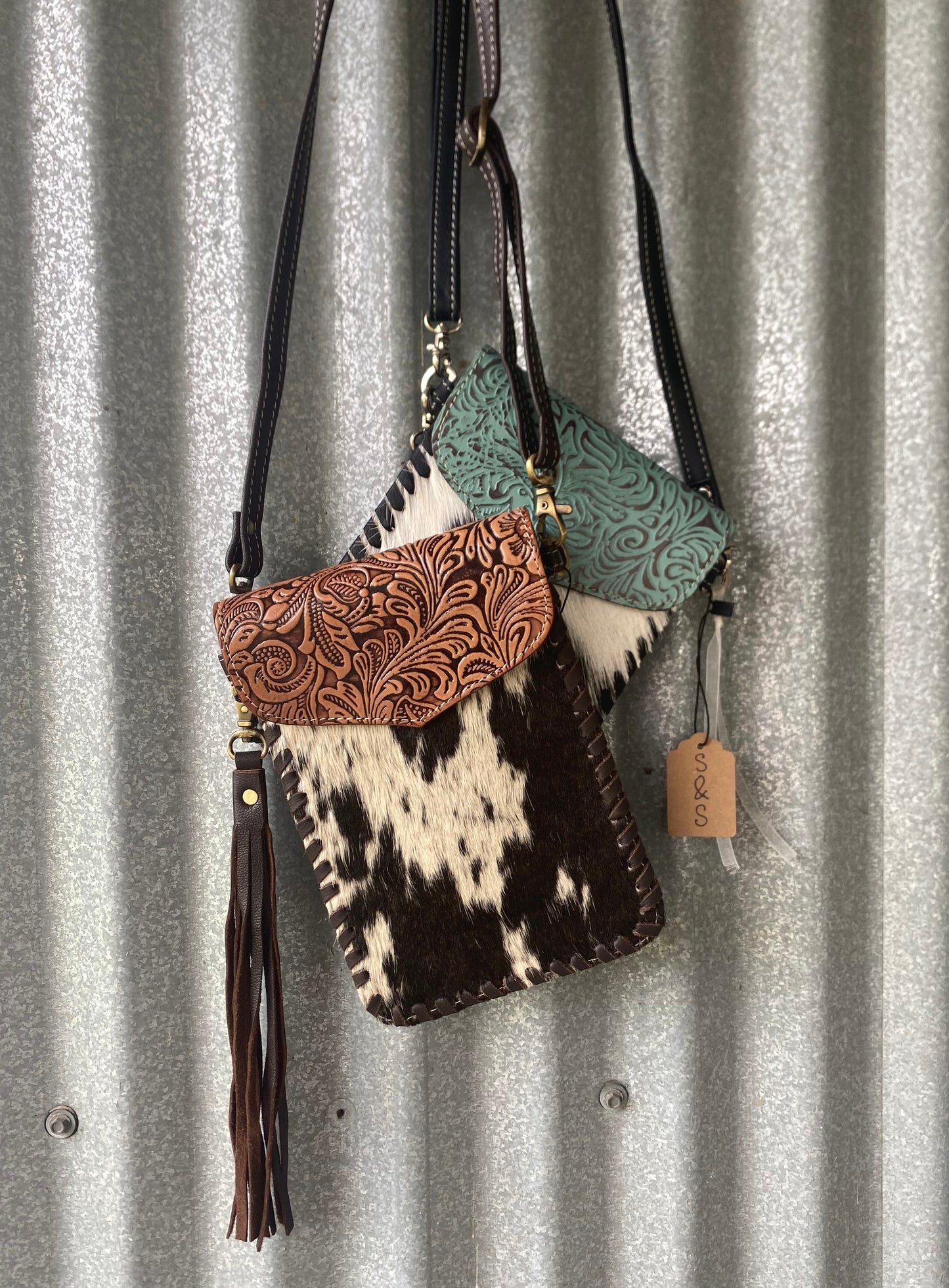 Phone Crossbody Western Tooled Leather Phone Mobile Purse