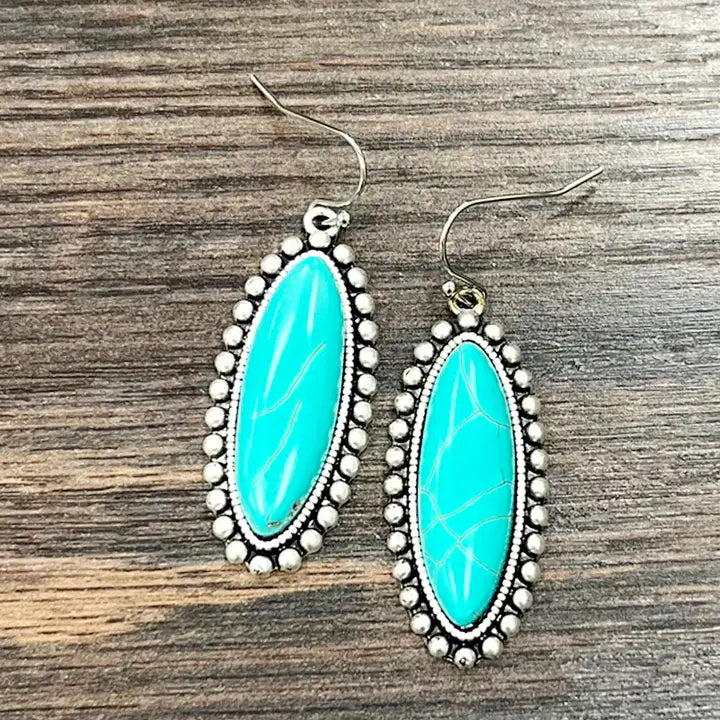 Long Oval Turquoise Earrings