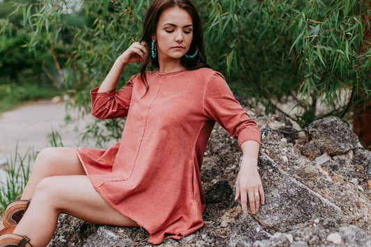 Rust Mineral Wash Tunic Shirt